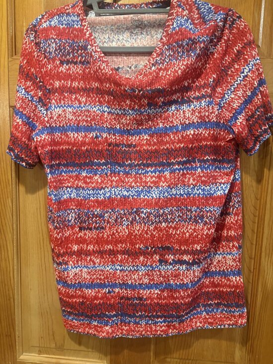 Tory Burch Tops - Tory Burch Size Large (L) Striped Knit Pattern Short Sleeve Tee